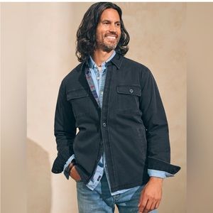 Faherty Stretch Blanket Lined Button Up shirt jacket size L color- washed black
